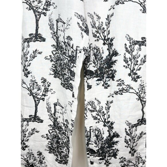 Joie Wide Leg Cropped 100% Linen Toile Black Pants, Size 10 - Picture 3 of 6